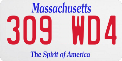 MA license plate 309WD4