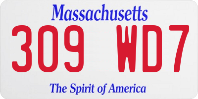 MA license plate 309WD7