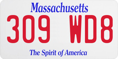 MA license plate 309WD8