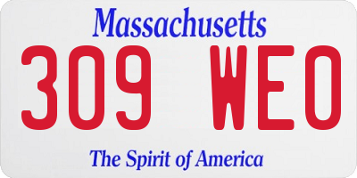 MA license plate 309WE0