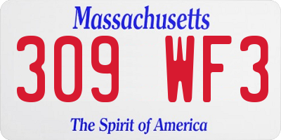 MA license plate 309WF3