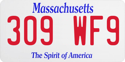 MA license plate 309WF9