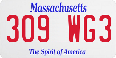 MA license plate 309WG3