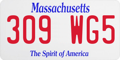 MA license plate 309WG5