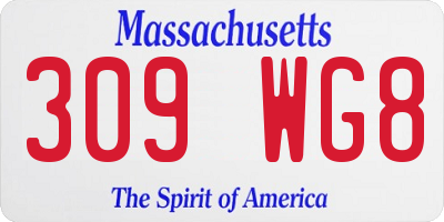 MA license plate 309WG8
