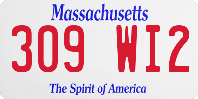 MA license plate 309WI2
