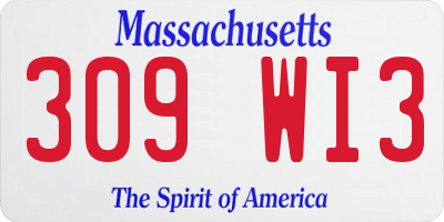 MA license plate 309WI3