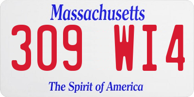 MA license plate 309WI4