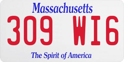 MA license plate 309WI6