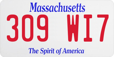 MA license plate 309WI7