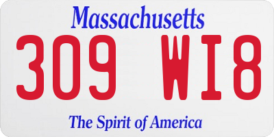 MA license plate 309WI8