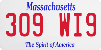 MA license plate 309WI9