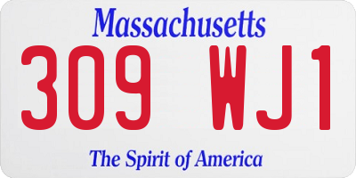 MA license plate 309WJ1