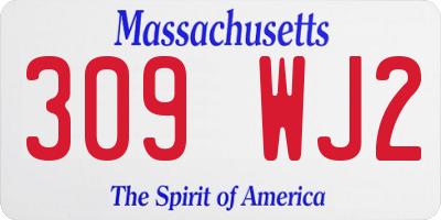 MA license plate 309WJ2