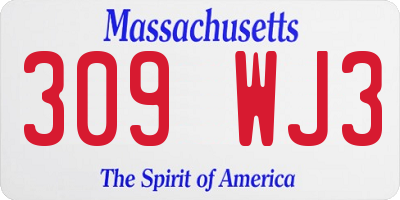 MA license plate 309WJ3