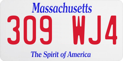 MA license plate 309WJ4