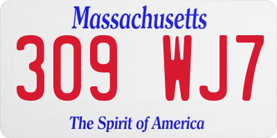 MA license plate 309WJ7
