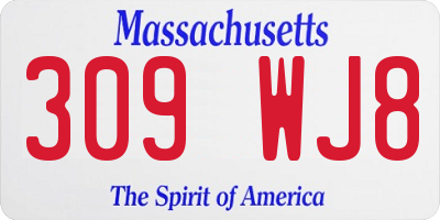 MA license plate 309WJ8