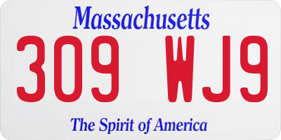 MA license plate 309WJ9