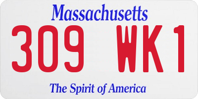 MA license plate 309WK1