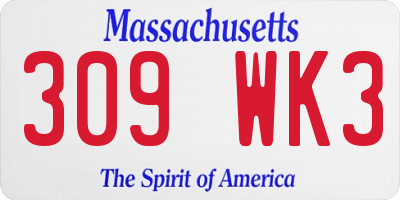 MA license plate 309WK3