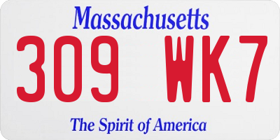 MA license plate 309WK7