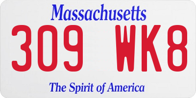 MA license plate 309WK8