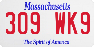 MA license plate 309WK9