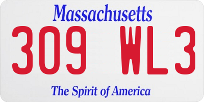 MA license plate 309WL3