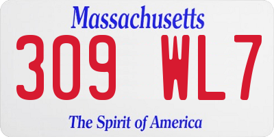 MA license plate 309WL7