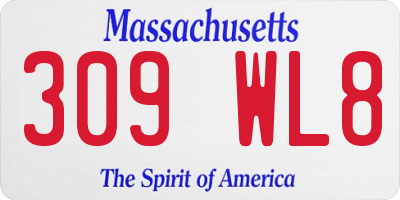 MA license plate 309WL8