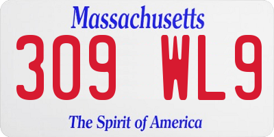 MA license plate 309WL9