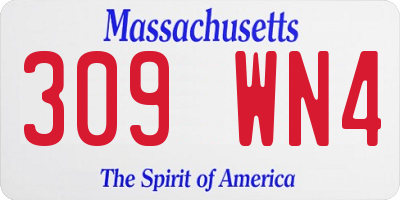 MA license plate 309WN4