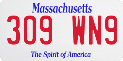 MA license plate 309WN9
