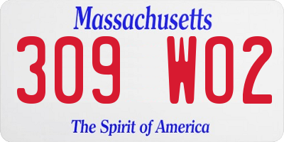 MA license plate 309WO2