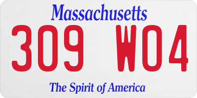 MA license plate 309WO4