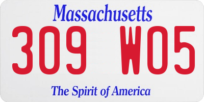 MA license plate 309WO5