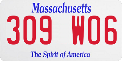 MA license plate 309WO6