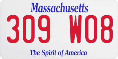 MA license plate 309WO8