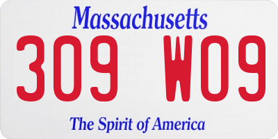 MA license plate 309WO9