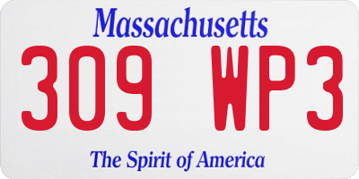 MA license plate 309WP3