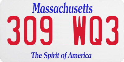 MA license plate 309WQ3
