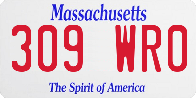 MA license plate 309WR0