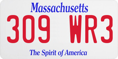 MA license plate 309WR3