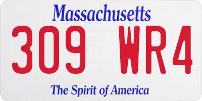 MA license plate 309WR4