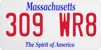 MA license plate 309WR8