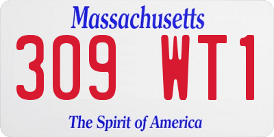MA license plate 309WT1