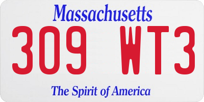 MA license plate 309WT3