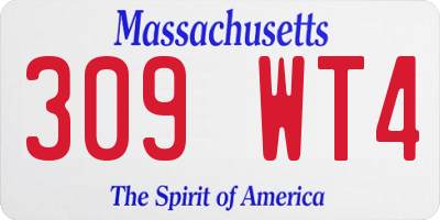 MA license plate 309WT4