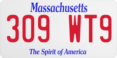 MA license plate 309WT9